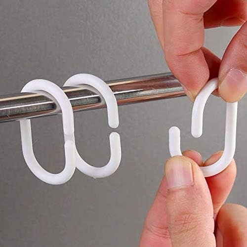 Chirano 12 PCS Plastic Shower Curtain Hooks, White, C Shape Rings for Bathroom Shower Rod