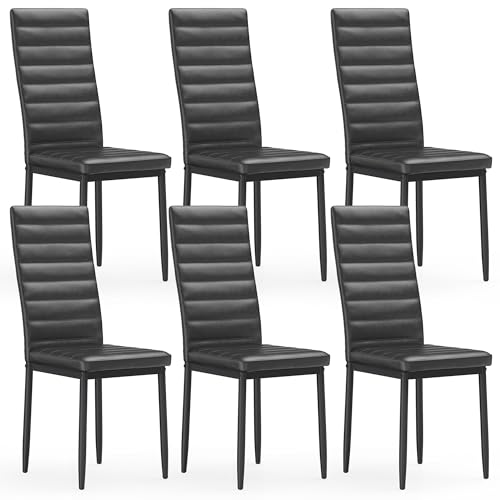 Blishom Lot de 6 Chaises de Salle à Manger, Rembourrées, Noires