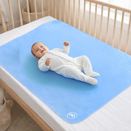 Image of Btag Baby Waterproof, Super Soft Fast Drying Mattress Protector | Extra Absorbent, Anti-Itching Sheet for New Born,Toddler (Size 70x100 cm, Pack of 1, Cobalt)