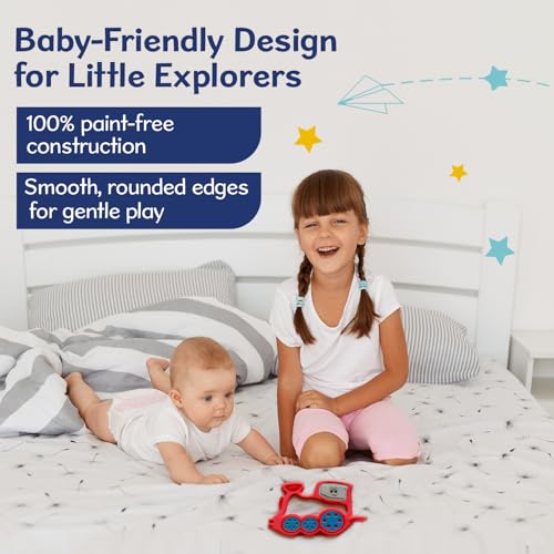 Image of Chicco 123 Train | Rattle for 3 to 18 months|Easy-Grip Baby Toy with Soft Teething Paws & Rattling Sound| Soothes Gums & Stimulates Senses | Paint-free