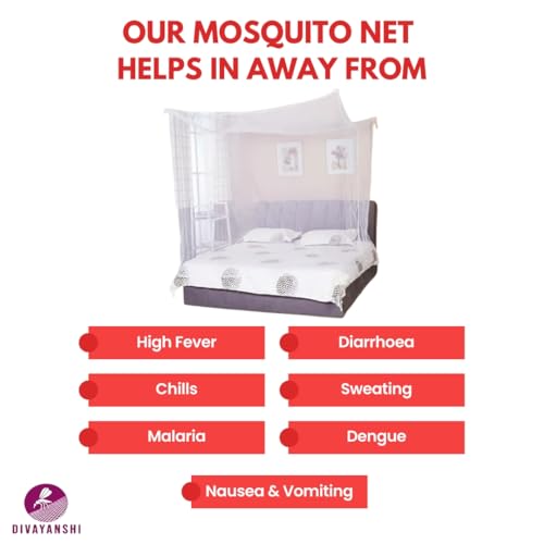 Image of Divyanshi Mosquito Net || Blue Rectangular Fine Mesh Mosquito Net for Single Bed /Double Bed, 3x6.5 Insect Protection Repellent, Perfect for Indoors and Outdoors