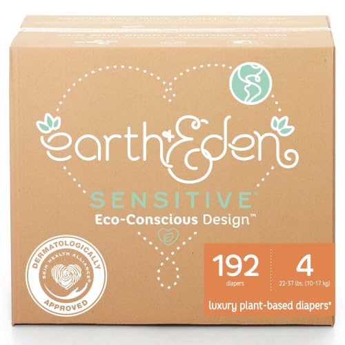 Image of Earth & Eden Sensitive Baby Diapers, Size 4, No Harsh Chemicals, 192 ct | Eco-Conscious, Hypoallergenic, No Harsh Chemicals, Dermatologically Approved