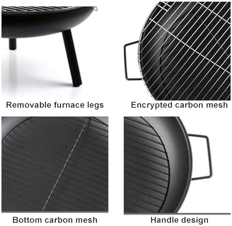 23" Metal Outdoor Fire Pit Table with Removable Legs - Perfect for Backyard Bonfire & Patio Picnics - Durable, Portable Firepit for Outdoor Heating & Gatherings