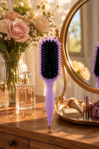 Image of Premium 3D Detangling Hair Brush for Women & Men- Anti Hair Fall Comb for Curly, Wavy & Straight Hair | Hair Straightening Brush, Wet & Dry Styling Brush | Scalp Massager, Frizz Control & Tangle Free Grooming Brush (PADDLE PURPLE)