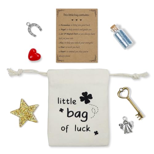 wavvter Lucky Little Bag with Encouragement Card Good Luck in Exams Congratulations Graduation Gift for Friends and Family(good luck pouch)