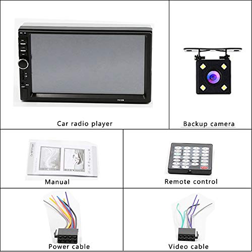CAMECHO 7018P Car Radio 2 DIN Stereo 7 Inch Touch Screen Car Video MP5 Player FM Bluetooth with TF/SD/AUX/USB Port + Mini Backup Camera + Remote Control