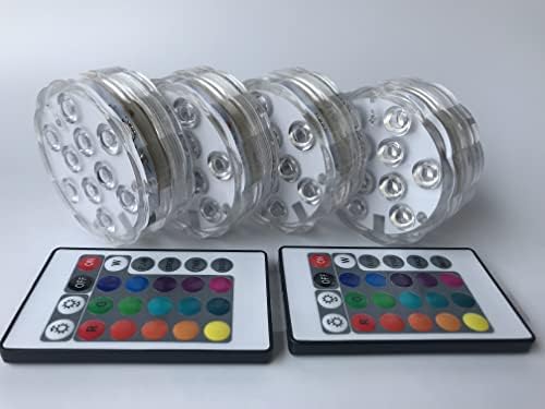 RGB Color Changing Submersible Led Lights with Remote Control Battery Operated for Vases Pond Pool Party(Pack of 4)
