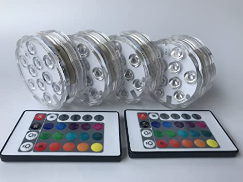Rgb Color Changing Submersible Led Lights With Remote Control Battery Operated For Vases Pond Pool Party(Pack Of 4) #TOP10