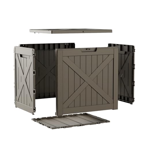 Image of 40 Gallon Outdoor Storage Box Waterproof, UV Resistant Resin Deck Box for Patio Furniture, Outside Storage Box for Garden Tools, Patio Cushions, Grey