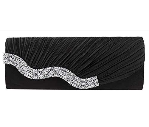 clorislove - Cartera de mano de satén para mujer multicolor negro Small