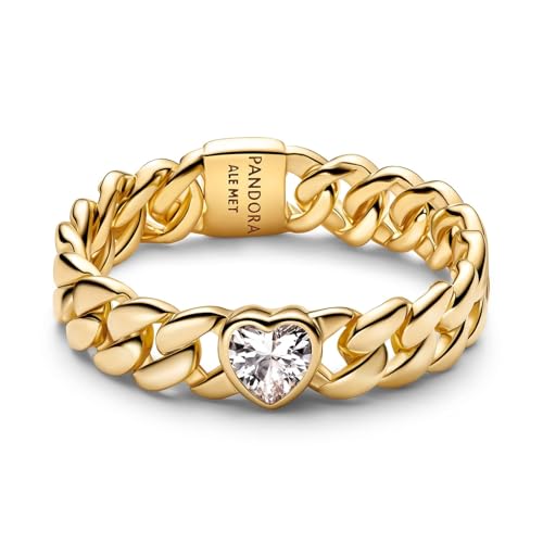 Bague chaîne cubaine cœur en or 14k pour sublimer vos tenues de soirée