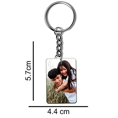 Image of Photo Keychain For Men, Girls, Friends, Car, Bike Customised /Personalized Keyring With Picture Gifts For Birthday, Anniversary 6.3x3.7 CM Wooden MDF