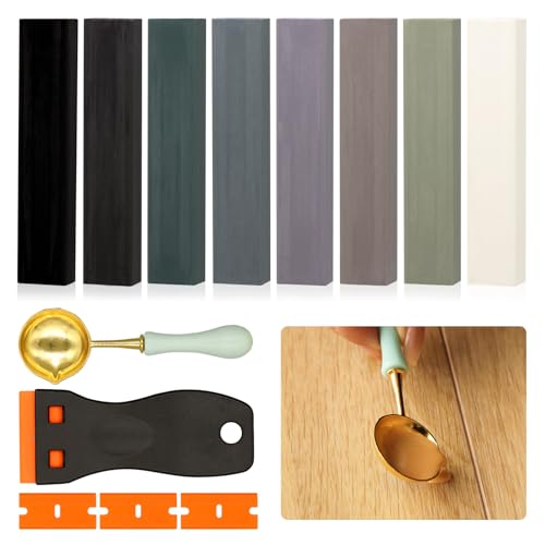 Stucco per Legno 8 Colori Grigio, Stucco per Legno Riempitivo, Stucco Legno, Cera per Legno, Kit Riparazione Piastrelle, Stucco per Marmo per Fori, Graffi e Crepe su Laminato e Legno