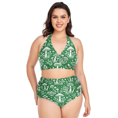 Plus Size Bikini Ensembles Réglable Taille Haute Femmes 2 Pièces Vert
