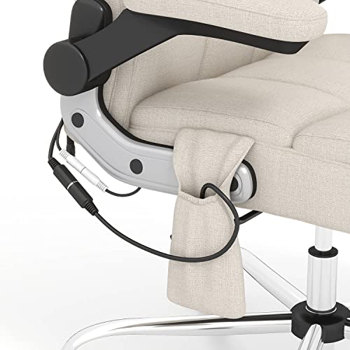 Patiowell High Back Fabric Home Office Chair With Swivel, Ergonomic Computer Chair With Thickened Cushion And Massage Function, Biege #TOP6