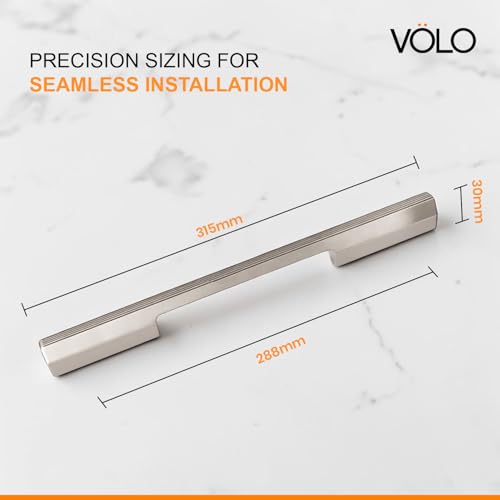 Image of VOLO Wardrobe and Cabinet Pull Handle - Versatile Handles for Wardrobes, Drawers, Sliding Closets, and Doors in Kitchens, Offices, and Bedrooms (SAC-35) (Satin, 288MM (12 Inch)) Pack of 1 piece