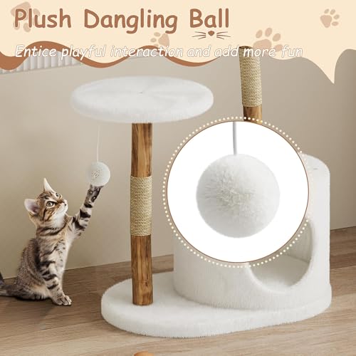 Torre para gato de madera natural y ratán 59 pulgadas miniatura 6