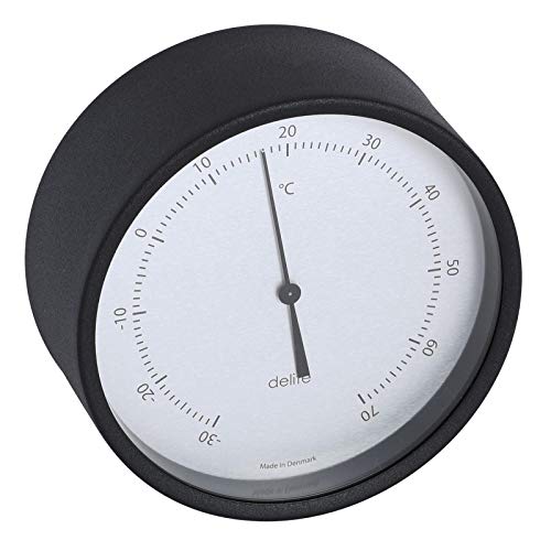 Preisvergleich Produktbild Clausen Thermometer, Edelstahlgehäuse matt-schwarz lackiert, Alu-satiniertes Zifferblatt, Durchmesser 100 mm