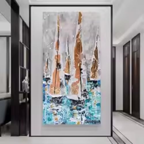 Peinture à l'huile abstraite de voiliers : l'esprit marin dans le salon