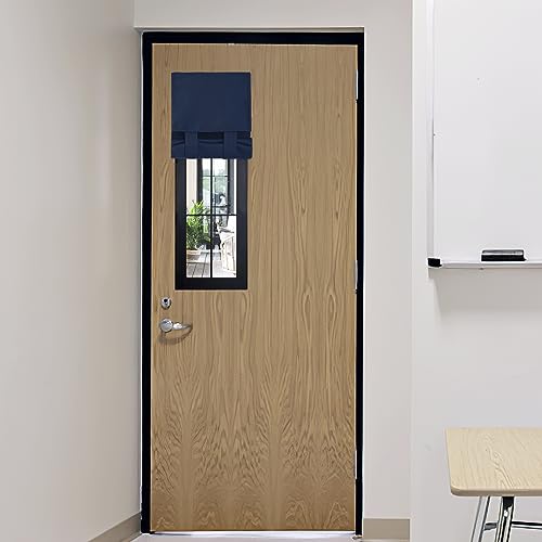 RYB HOME Classroom Door Window Cover, Blackout Shades for Classroom Windows and Doors Cover Lockdown Shades, Room Darkening Design Blocks Views, W 12 x L 30, 1 Panel, Navy