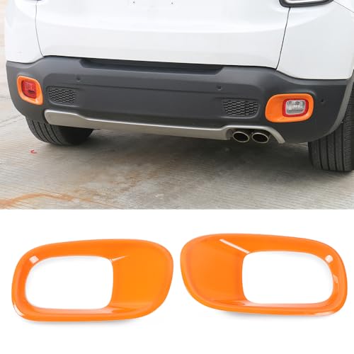 FSYHKJ 2PCS Rear Fog Light Cover Trim Fog Lamp Guards Frame for Jeep Renegade 2016 2017 2018 2019 2020 2021 2022 2023 2024 2025 Exterior Accessories (Orange)