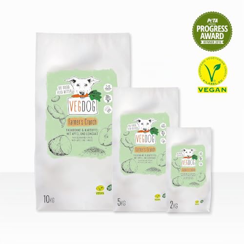 VEGDOG Farmer's Crunch veganes Trockenfutter für Adulte Hunde mit Kartoffel und Favabohne, getreidefreies Alleinfutter für Allergiker mit alternativer Proteinquelle (2kg)