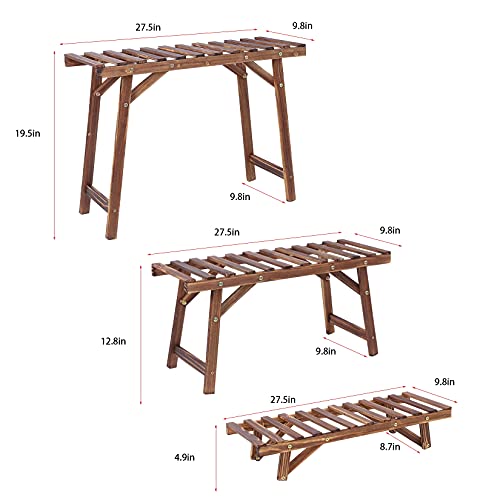 3-laags zelfdragende Ladder Frame Pine Plantenrek Bloempot Rack Tuin Bloempot Opbergrek Binnen en Buiten Planten Display… - Afbeelding 4