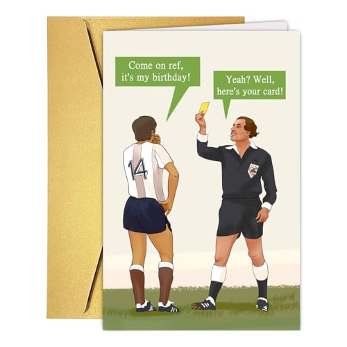 Qamza Funny Football Birthday Card for Him Her, Humorous Happy Birthday Card Gift for Football Lover Husband Boyfriend Son Dad Grandpa Men