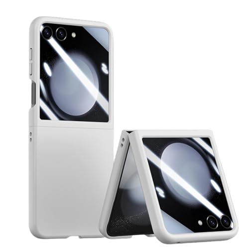 Étui rigide blanc pour Samsung Z Flip 5 avec verre de protection totale