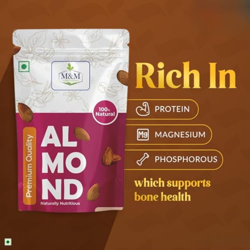 Image of M&M VARIETYWALA Whole Almonds | 100% Natural | Fresh & Crunchy | Protein-Rich Superfood | Ideal for Snacking, Cooking & Baking (1 kg)