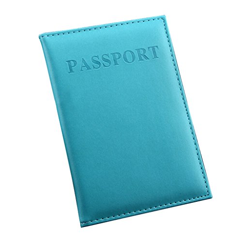 Zn Piel Sintética Color Sólido para pasaporte Proteger Funda Organizador multicolor azul claro