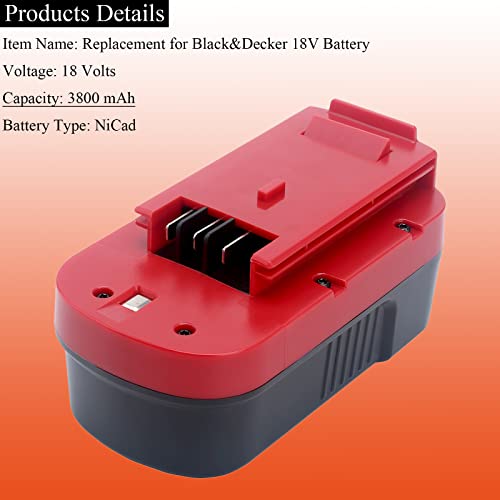 image for Lasica 2-Pack 3800 mAh 18V NiCad Battery Replacement for Black and Dec