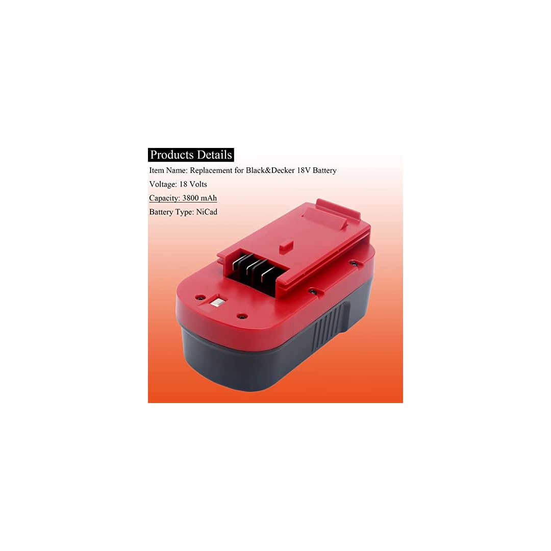 Lasica 2-Pack 3.8Ah 18V NiCad Battery Replacement for Black and Decker 18-Volt HPB18 Battery 244760-00 HPB18-OPE A1718…