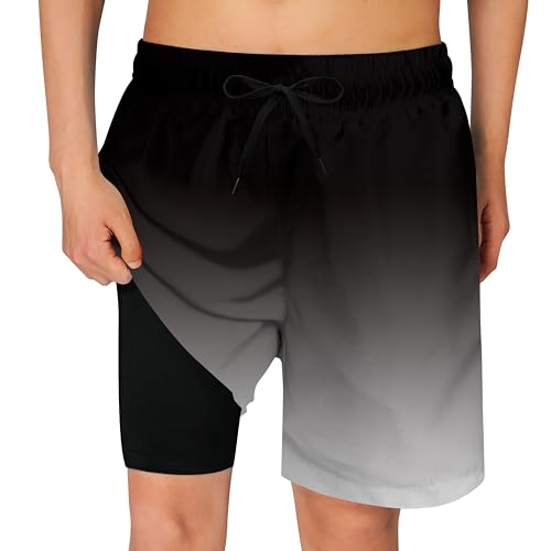 Image of Cozople Boys Swim Trunks Compression Liner Swim Shorts Quick Dry Bathing Suit with Boxer Brief Swimwear 2-20T