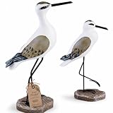 HEALLILY 2pcs Coastal Decor Wooden Seagull Figurine Bird Statue Nautical Coastal Ocean Home Decoration Light Brown Statue