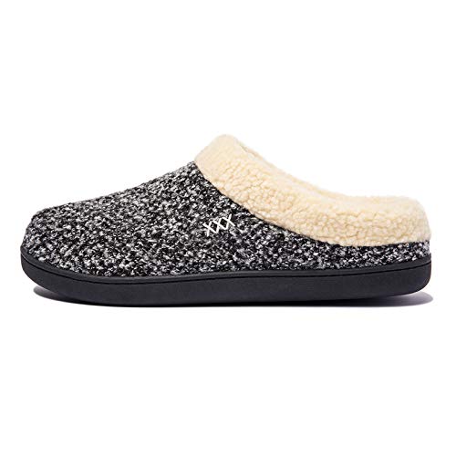 Image of NewDenBer Men's Warm Memory Foam Suede Plush Fleece Lined Slip on Indoor Outdoor Clog House Slippers