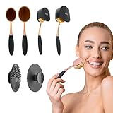 3pc Multipurpose Oval Makeup Brush Set – Premium Face & Body Brushes for Seamless...