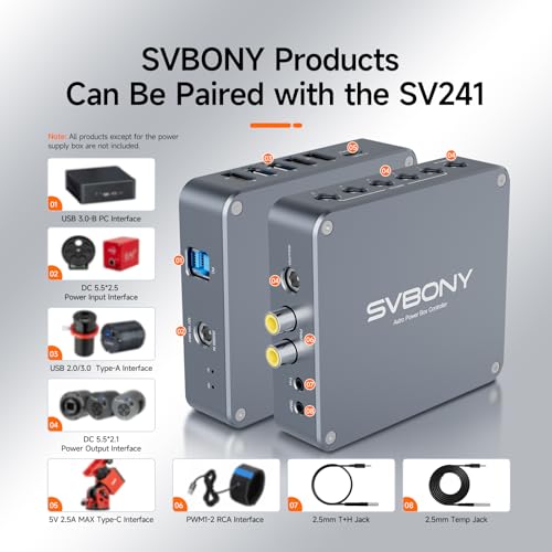 Image of SVBONY SV241 Pro Telescope Power Management Box, Telescope Power Hub, USB | Dovetail Base, Protected Smart, Remote Control for Astronomy Equipment, Durable Portable Power Adapter, for Astrophotography