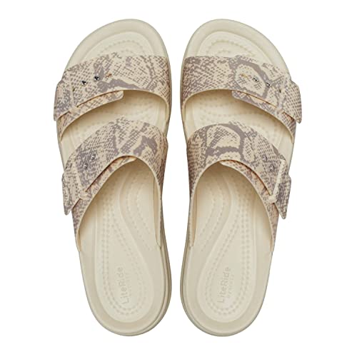Image of Crocs Women's Brooklyn Buckle Low Wedge Sandal, Chalk