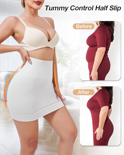 Image of Slip Dress for Women Seamless half slip with non slip strip Shapewear Dress Under Dress Tummy Control Slip Dress