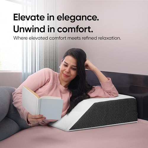 Image of Frido Leg Elevation Wedge Pillow for Edema, Varicose Veins, Fracture | High Resilience Foam Cushion for Leg, Knee & Thigh Support | Back Pain & Swelling Relief | Lightweight (White & Grey)