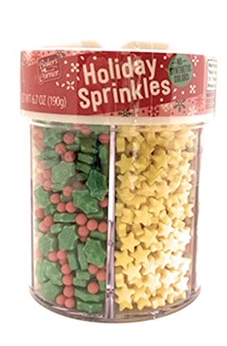 Bakers Corner Assorted Holiday Sprinkles for Christmas Cookie and all Baking Decorating 6 Cell Jar 6.7 oz