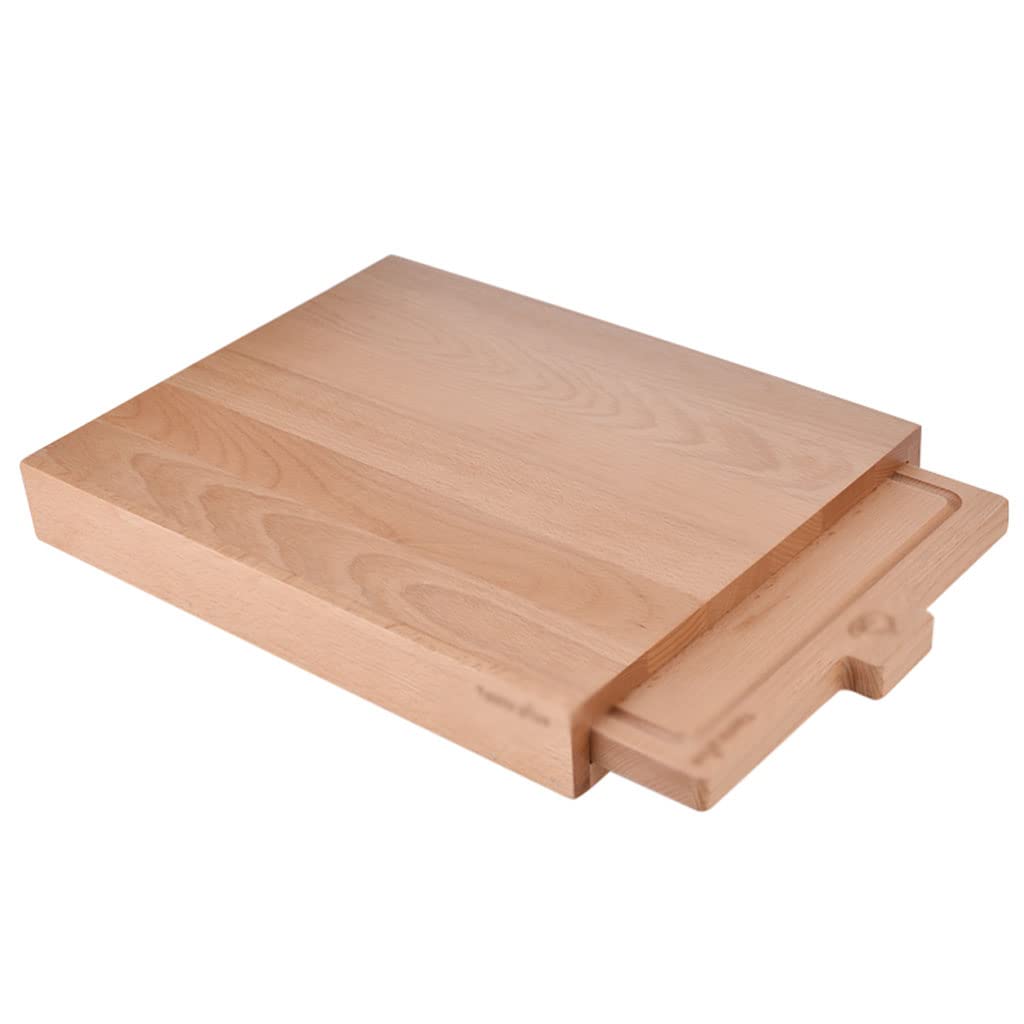 Tabla De Cortar Multifuncional De Capas con Ranura para Jugos, Tabla De Cortar De Doble Cara, Tabla De Cortar para Cocina con Cajón,