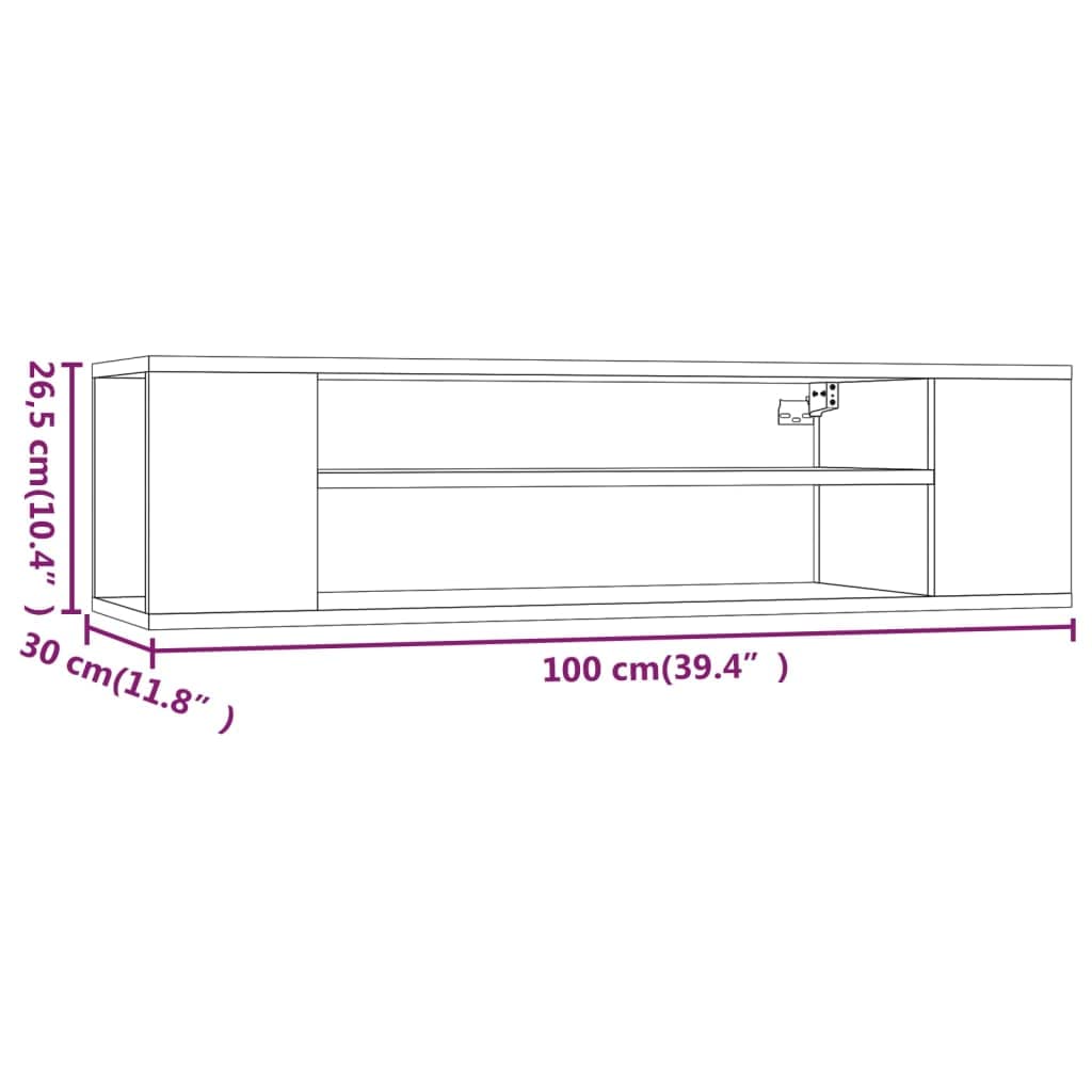 vidaXL Mobile TV Pensile Rovere Fumo 100x30x26,5 cm Legno Multistrato, mobiletto, mobiletto HiFi, Mobile per dispositivi multimediali, Supporto TV