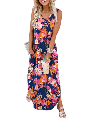 Image of Sampeel Summer Dresses Maxi Dress Vacation Beach Sundresses 2025 with Pockets