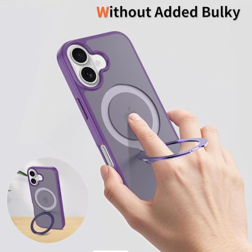 Image of Magnetic for iPhone 17 Case, 6.3 inch, Compatible with MagSafe, Rugged Kickstand, Not-Yellowing Military-Grade Protection, Matte Purple