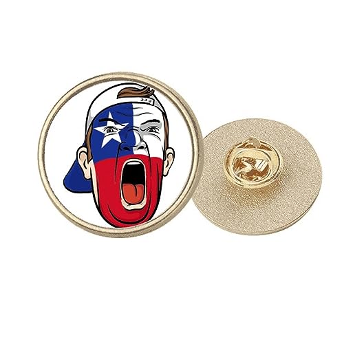 Broche ronde drapeau du Chili finition dorée de taille M pour collectionneur