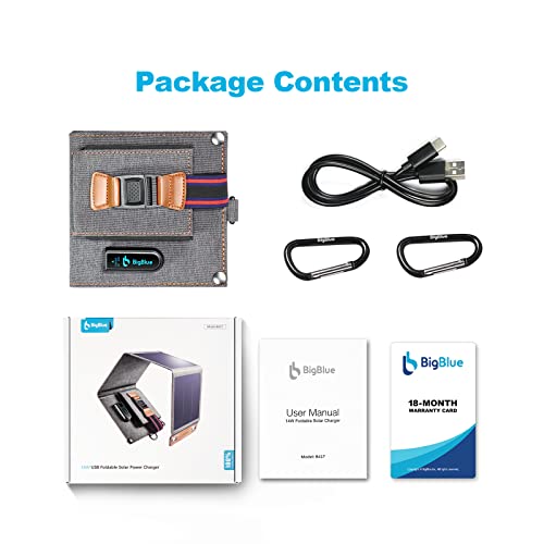 [Upgraded Tiny Solar Charger] Bigblue 14W Sunpower Solar Panels With Usb-A Port(5V/2.4A Max), Ipx4 Waterproof, Portable Solar Phone Charger Compatible With Iphone X/8/7, Tablet, Samsung Lg Etc #TOP6