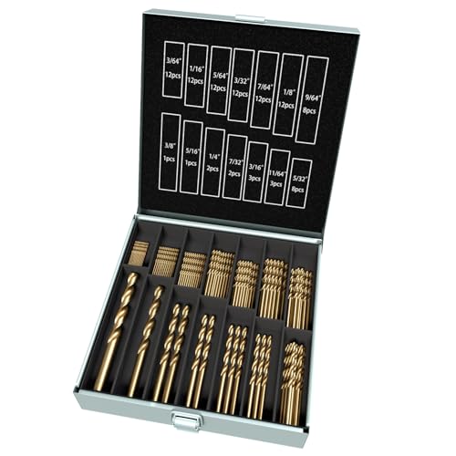 100Pcs(3/64"-3/8") Cobalt Drill Bit Set M35 HSS Jobber Length
