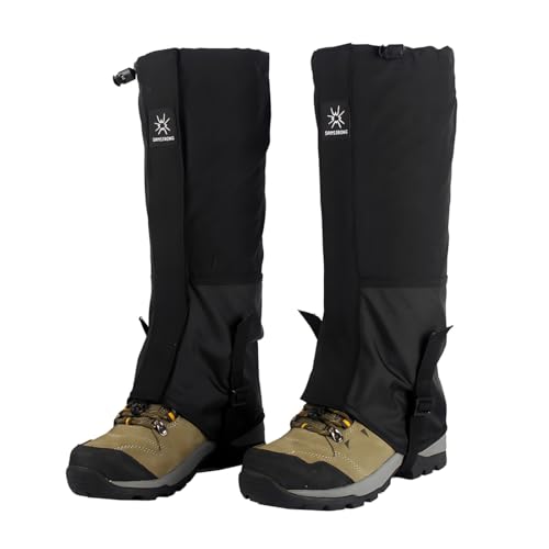 OIGWBPH 1 par de polainas impermeables y transpirables unisex para exteriores, protectores para botas para senderismo, caminata, escalada, ciclismo (negro)